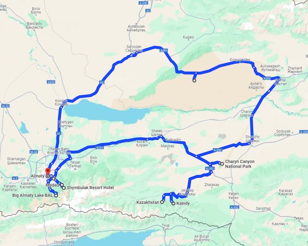 Kasachstan individuell 9 Tage tour map