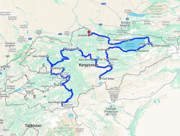 Kirgistan 16 Tage map