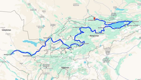 Kirgistan und Usbekistan 18 Tage 18 Nächte map